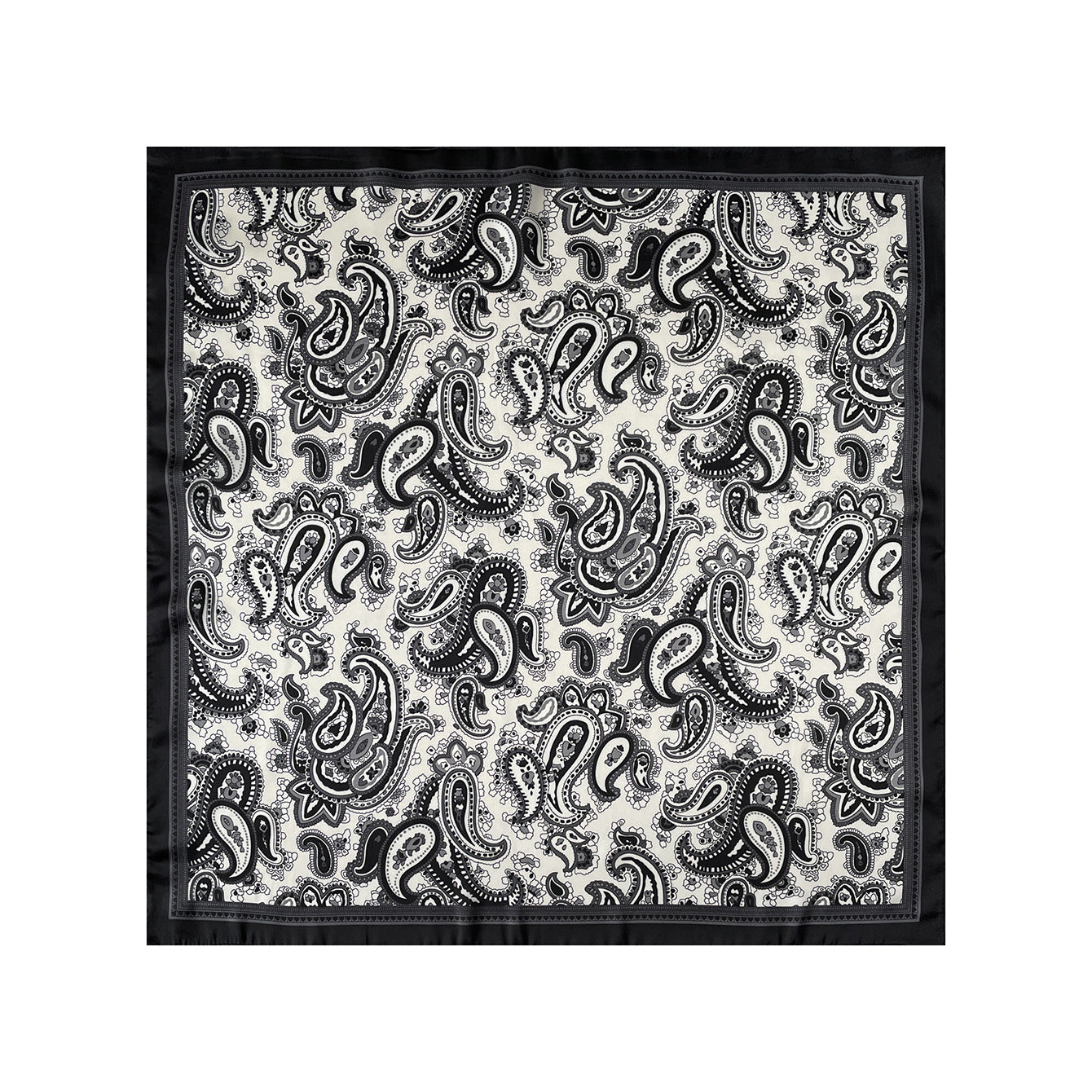 Square Paisley Silk Feel Scarf Lightweight Printed Neck Hair Scarf 27.5 Inch
