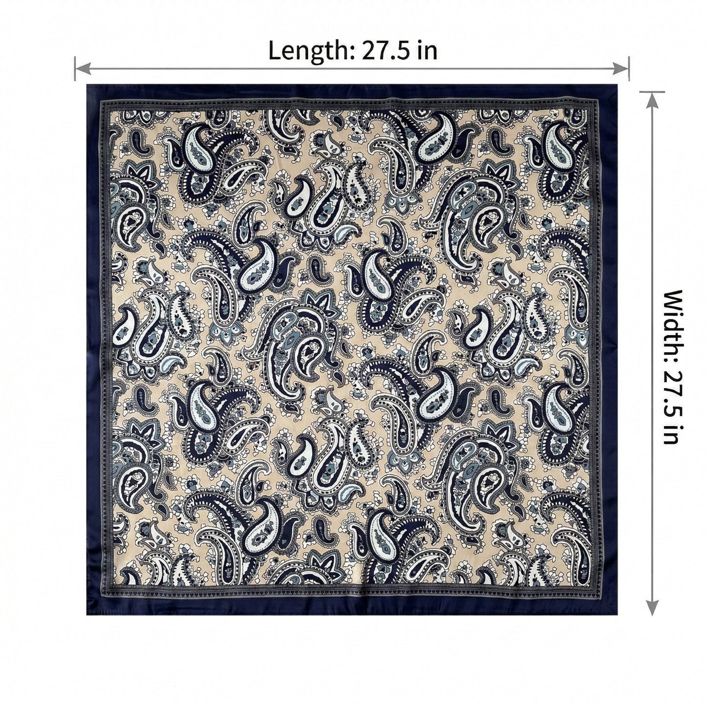 Square Paisley Silk Feel Scarf Lightweight Printed Neck Hair Scarf 27.5 Inch