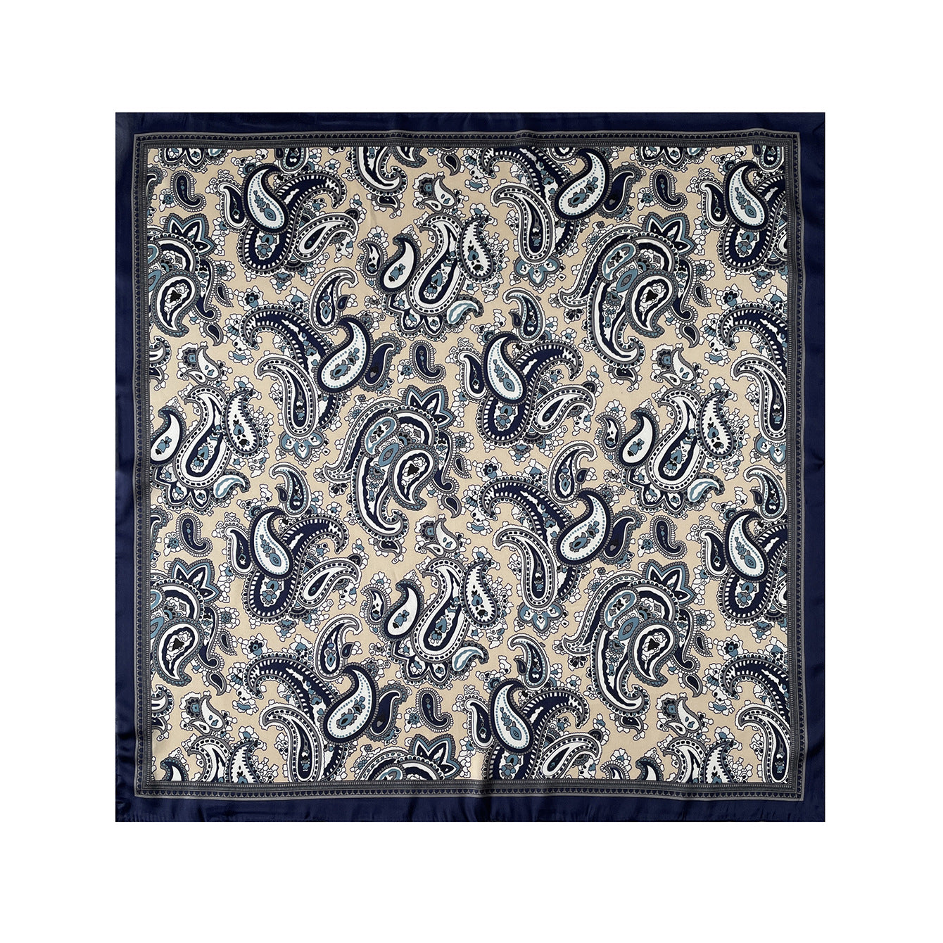 Square Paisley Silk Feel Scarf Lightweight Printed Neck Hair Scarf 27.5 Inch