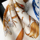 Square Floral Silk Feel Scarf Lightweight Botanical Print Neck Wrap 27.5 Inch