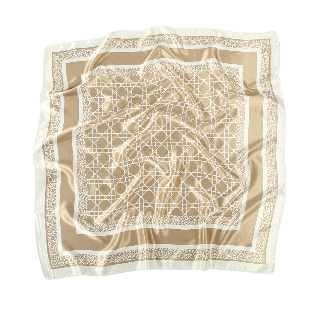 Square Geometric Satin Scarf Silk Feel Head Wrap Bandana 35 Inch