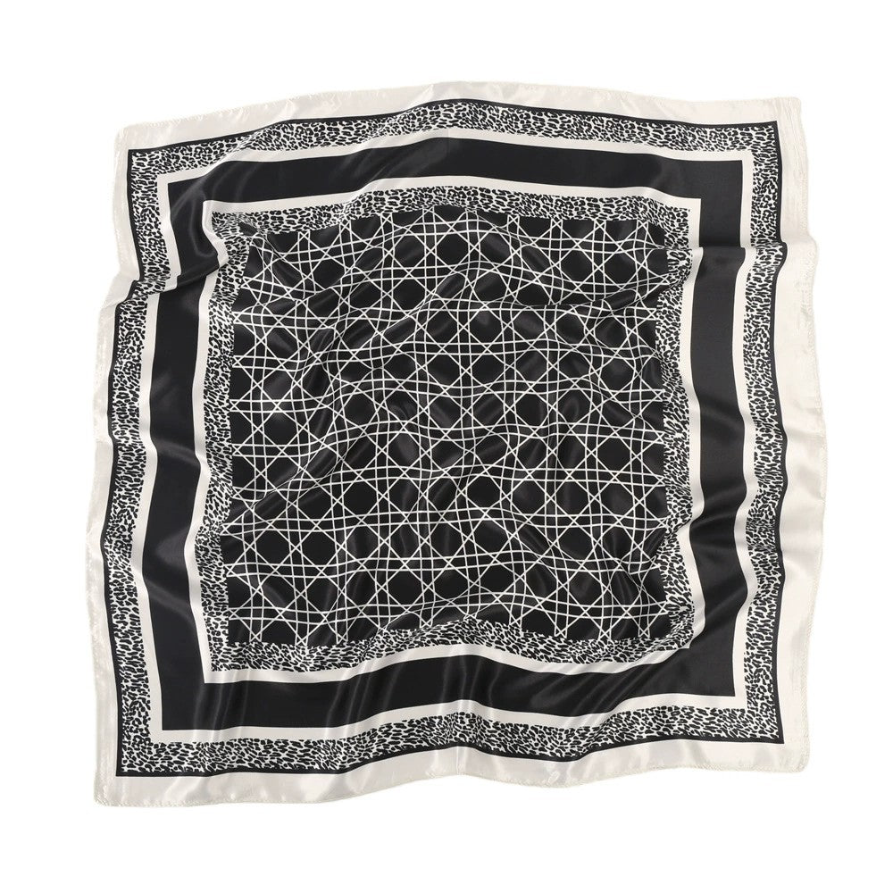 Square Geometric Satin Scarf Silk Feel Head Wrap Bandana 35 Inch