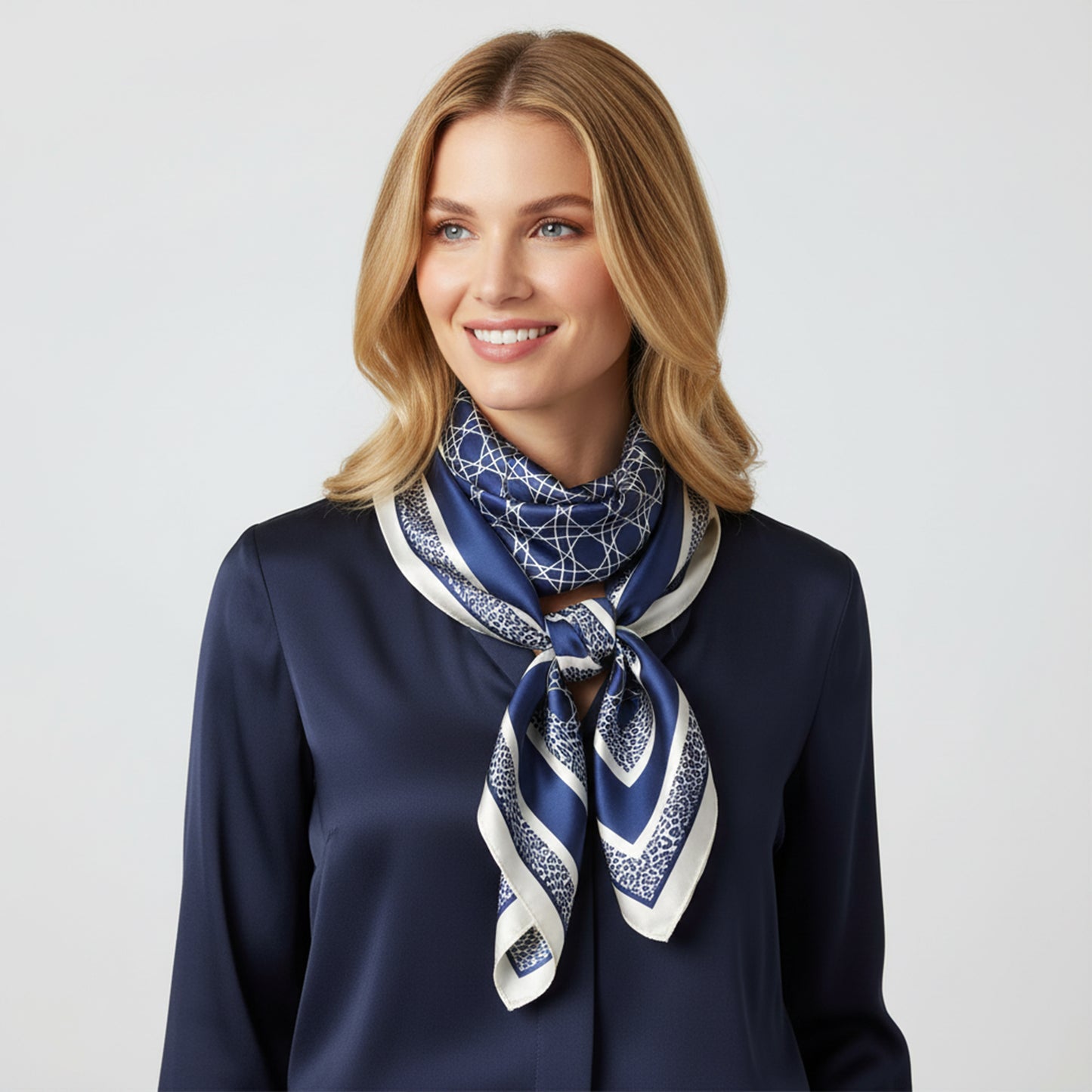 Square Geometric Satin Scarf Silk Feel Head Wrap Bandana 35 Inch