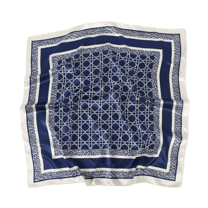 Square Geometric Satin Scarf Silk Feel Head Wrap Bandana 35 Inch