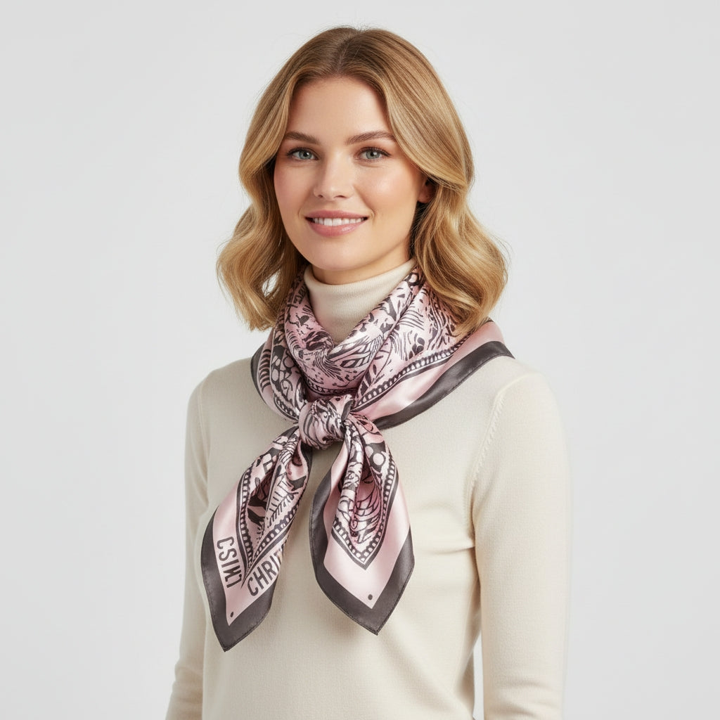 Oversized Botanical Satin Scarf Silk Touch Square Head Wrap 35 Inch