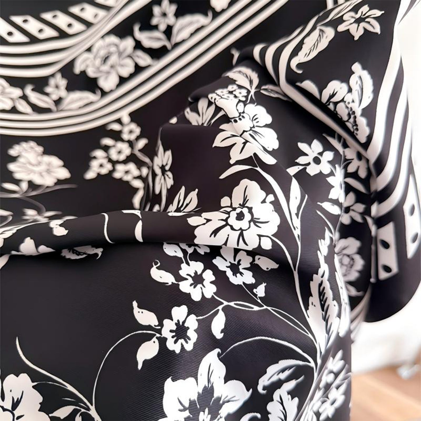Vintage Floral Print Satin Square Scarf 35 x 35 Inches Head Scarf for Women