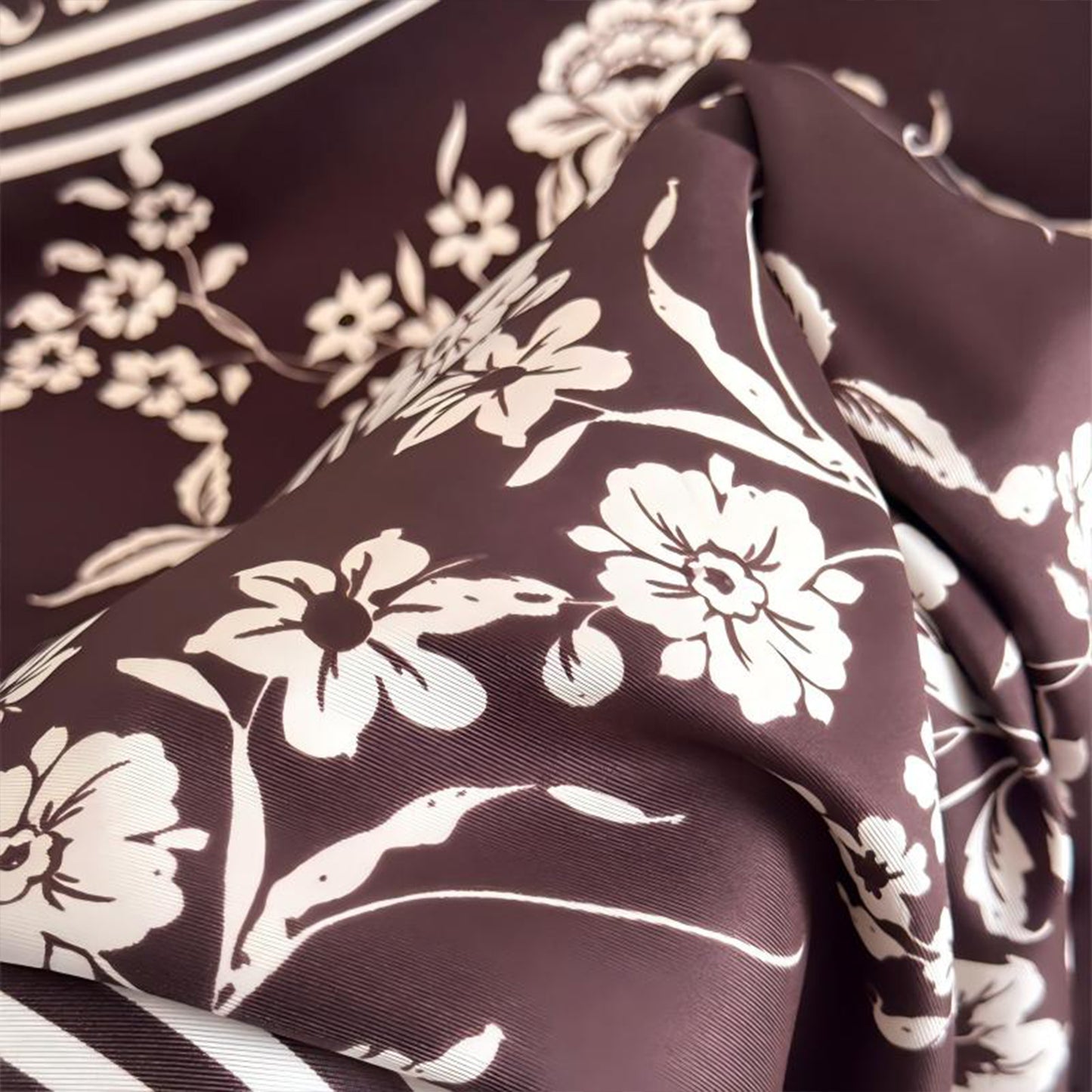 Vintage Floral Print Satin Square Scarf 35 x 35 Inches Head Scarf for Women