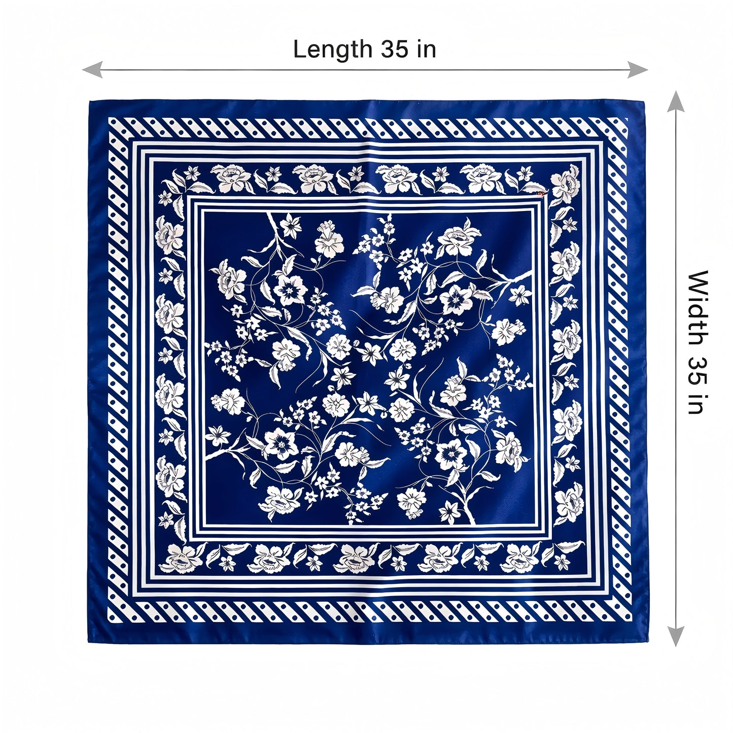 Vintage Floral Print Satin Square Scarf 35 x 35 Inches Head Scarf for Women