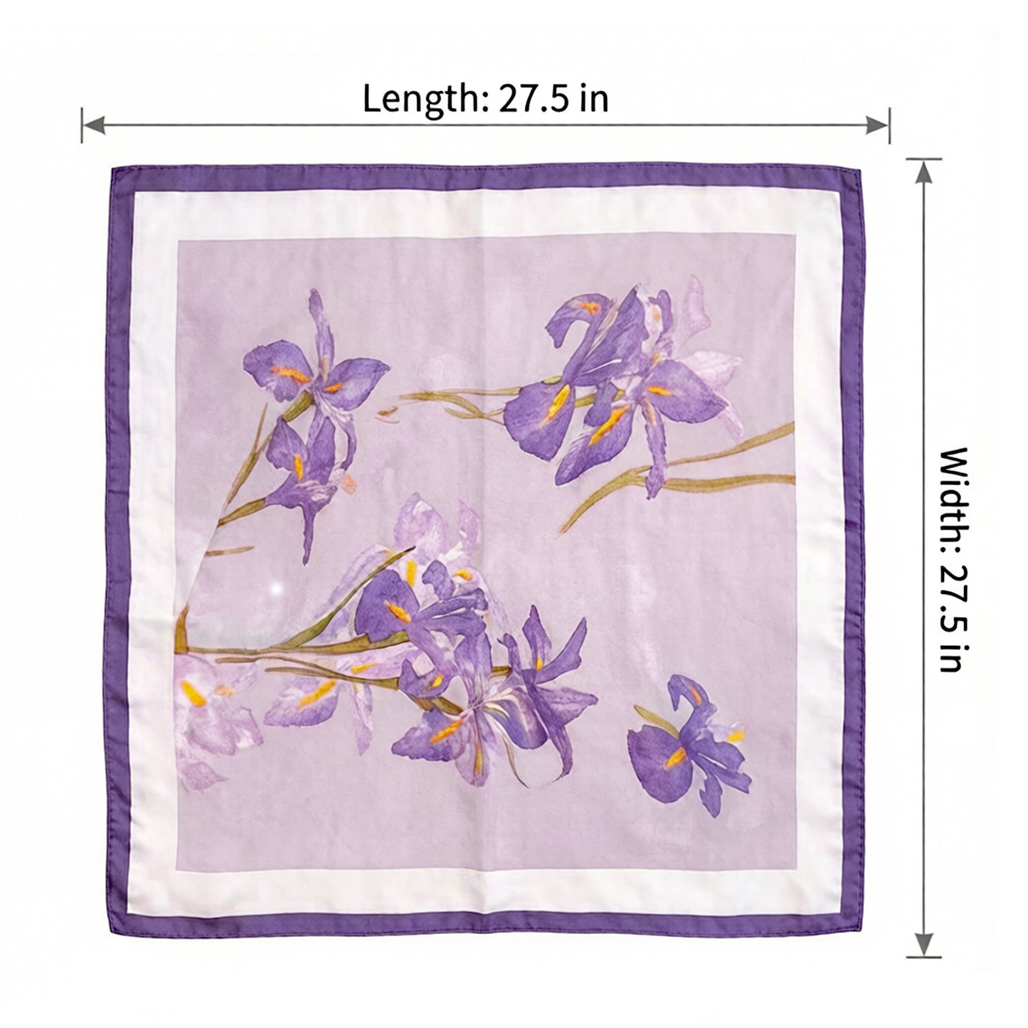 Square Satin Neck Scarf 27.5 Inch Floral Print Hair Head Neck Bandana Fashion Scarf