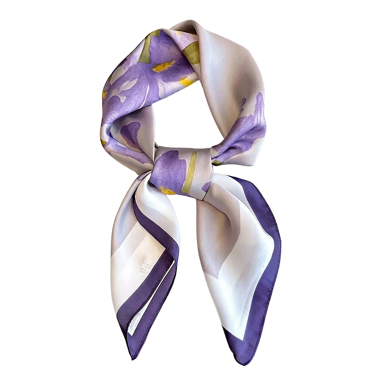 Square Satin Neck Scarf 27.5 Inch Floral Print Hair Head Neck Bandana Fashion Scarf