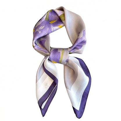 Square Satin Neck Scarf 27.5 Inch Floral Print Hair Head Neck Bandana Fashion Scarf