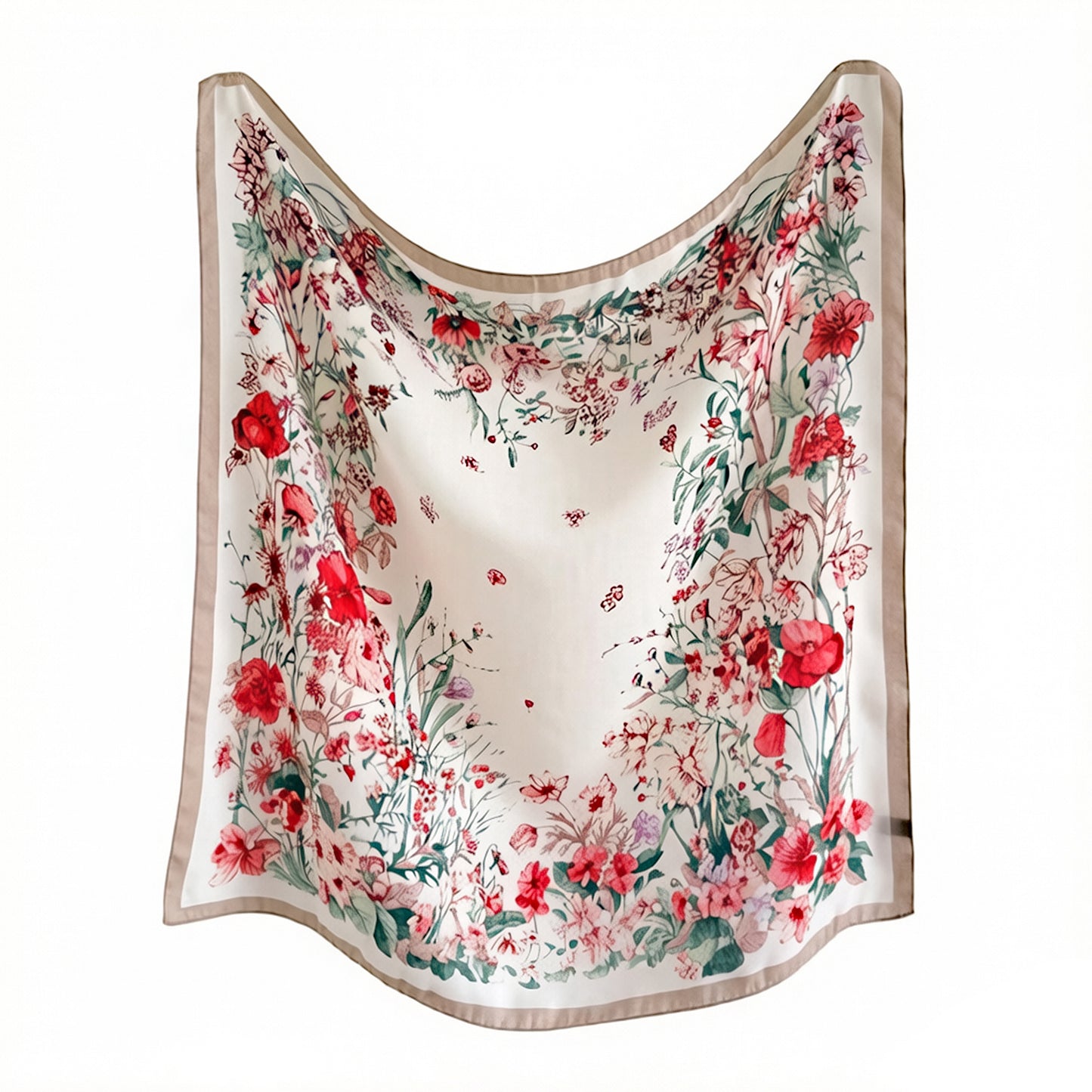 35 Inch Large Floral Square Scarf Lightweight Fashion Shawl Wrap Neck Hair Scarf