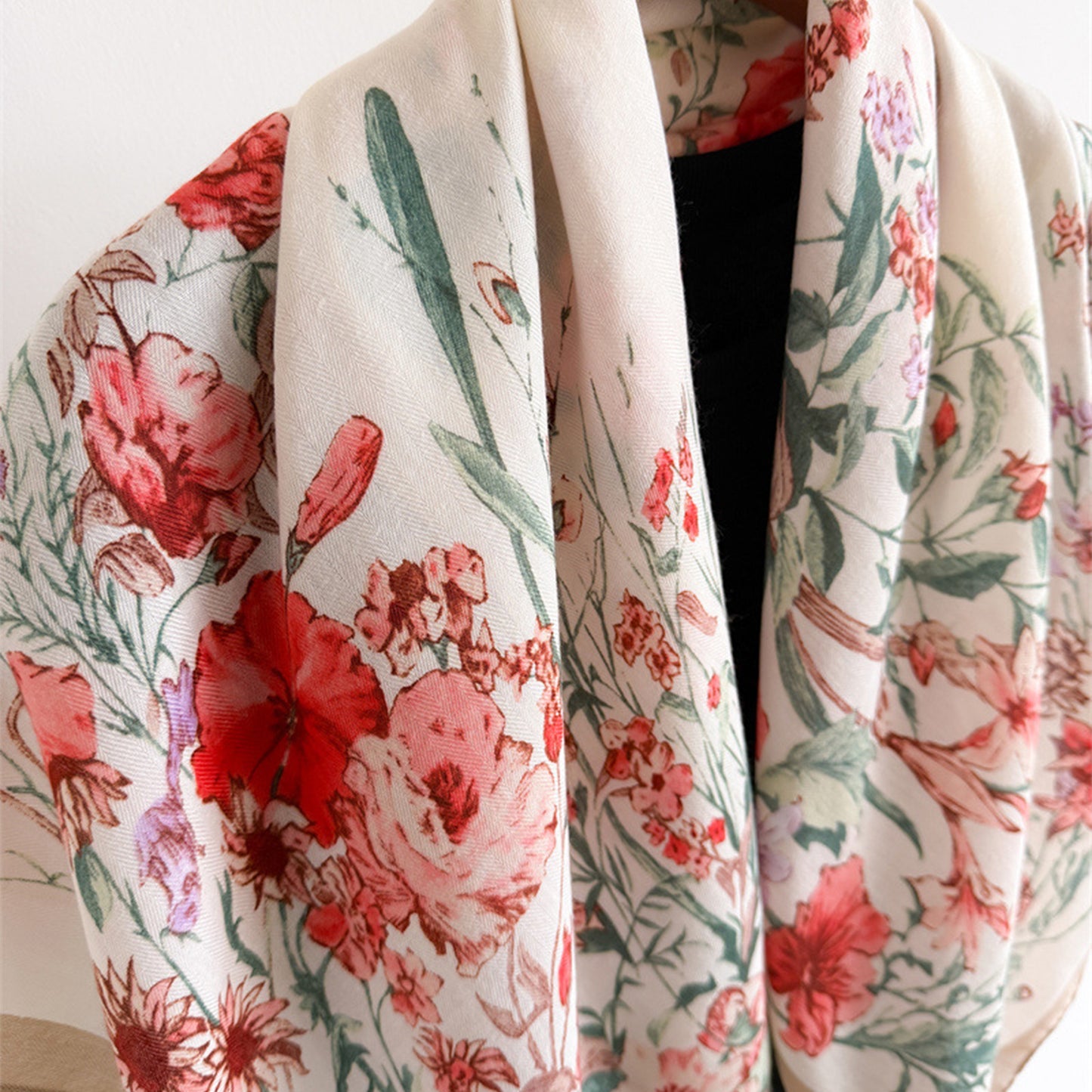 35 Inch Large Floral Square Scarf Lightweight Fashion Shawl Wrap Neck Hair Scarf