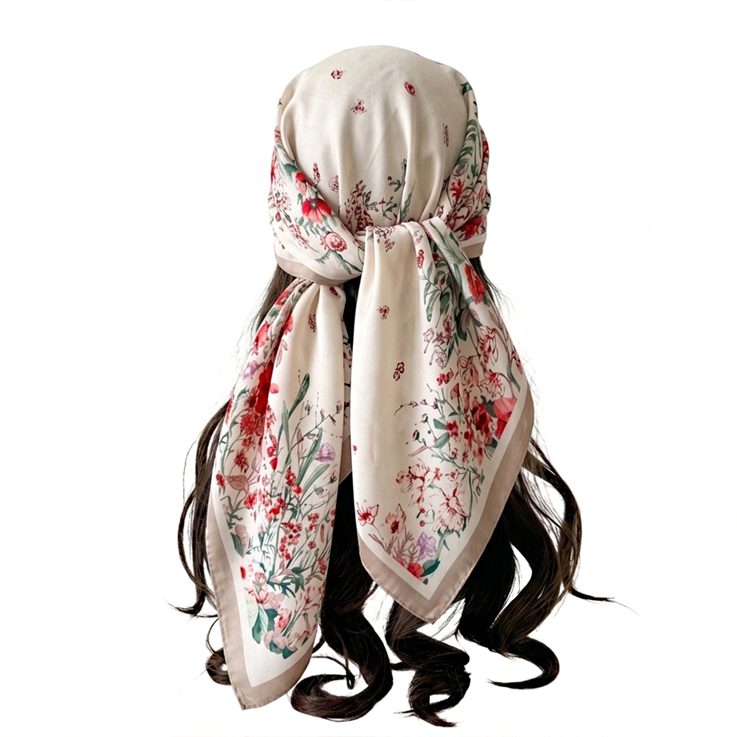 35 Inch Large Floral Square Scarf Lightweight Fashion Shawl Wrap Neck Hair Scarf