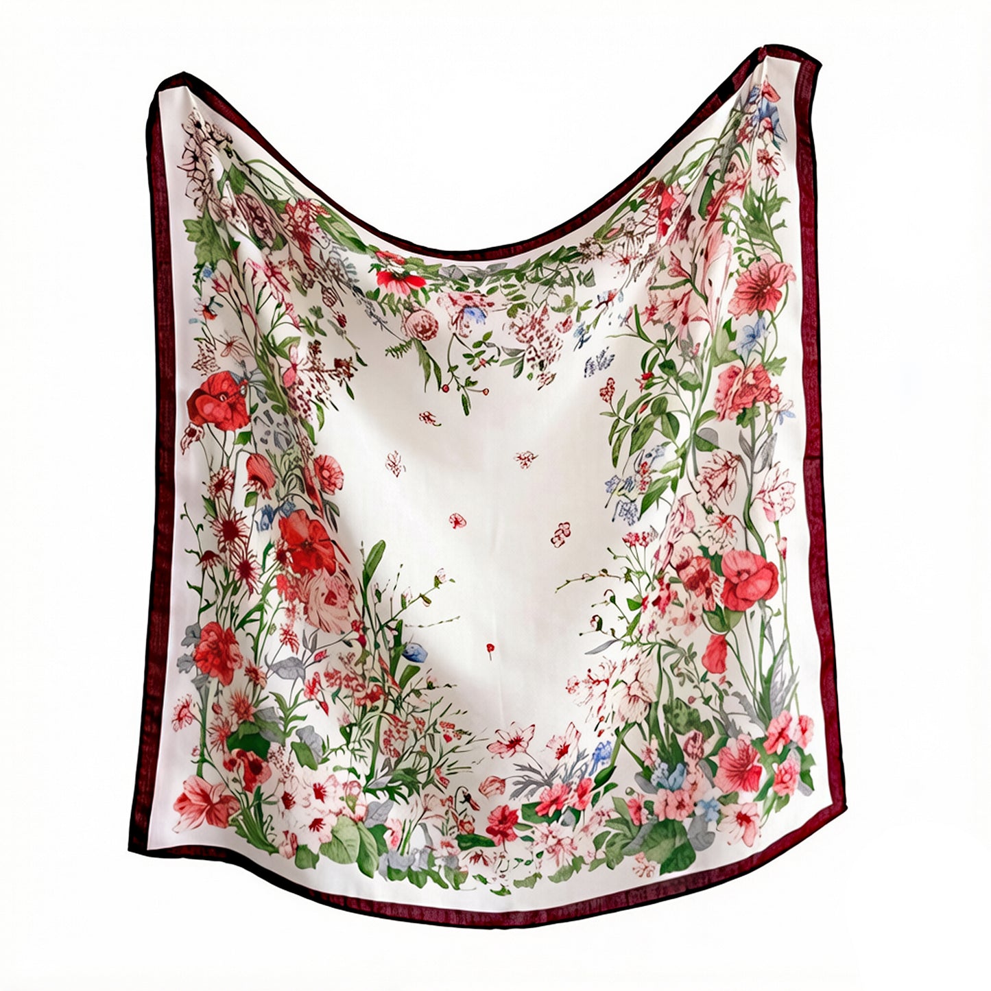 35 Inch Large Floral Square Scarf Lightweight Fashion Shawl Wrap Neck Hair Scarf