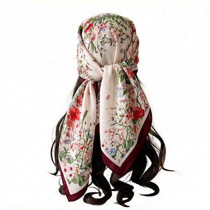 35 Inch Large Floral Square Scarf Lightweight Fashion Shawl Wrap Neck Hair Scarf