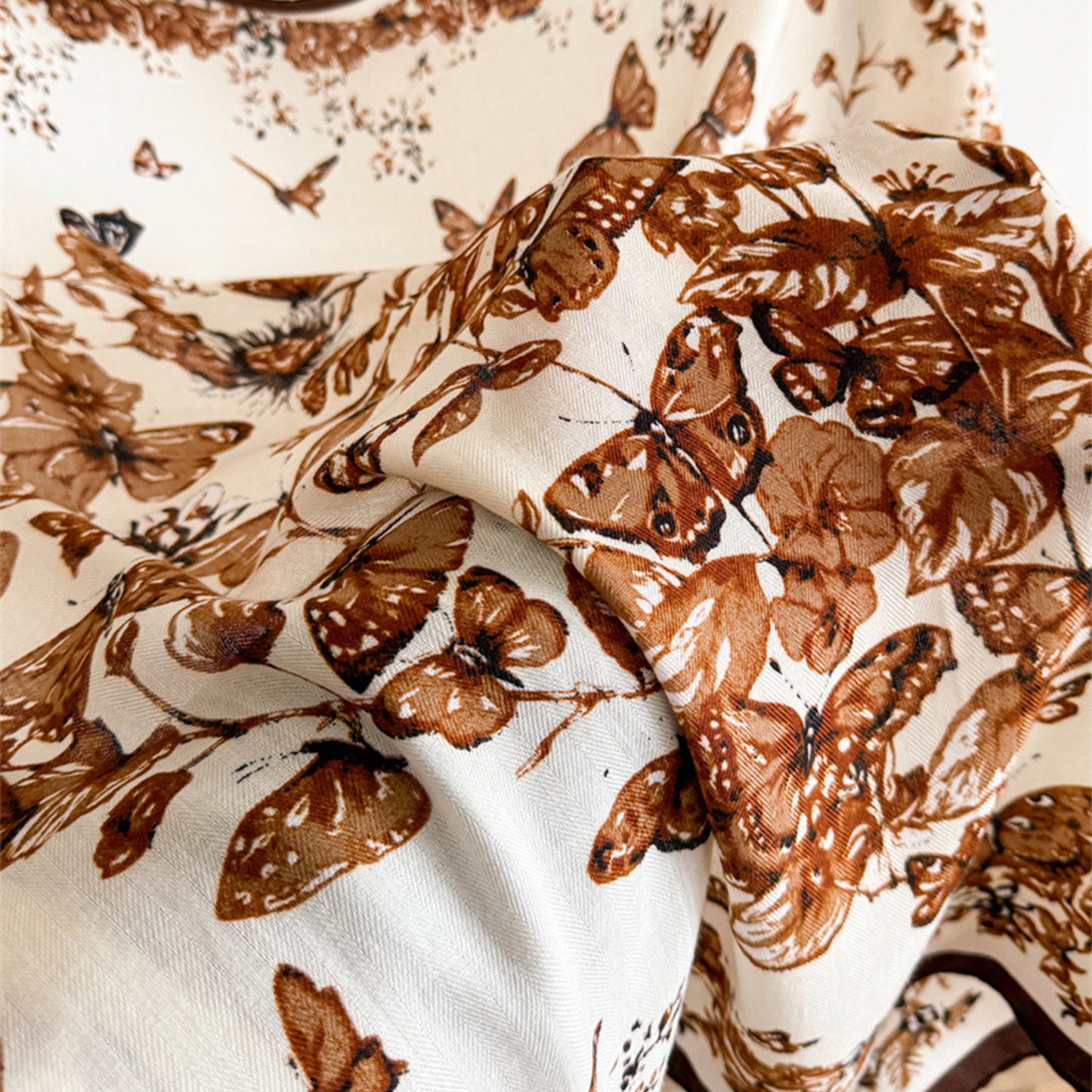 35 Inch Butterfly Floral Square Scarf Lightweight Fashion Shawl Wrap Hair Scarf