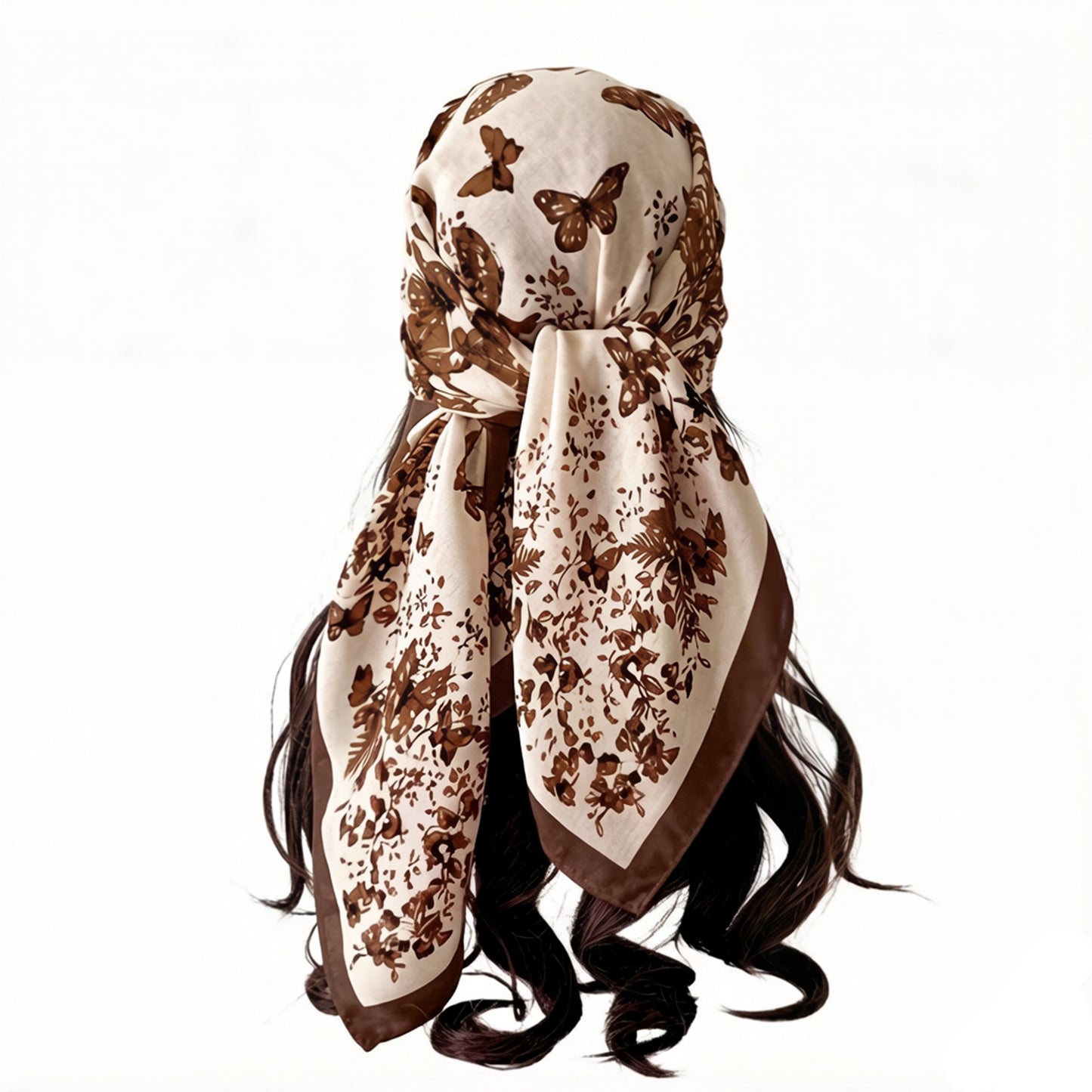 35 Inch Butterfly Floral Square Scarf Lightweight Fashion Shawl Wrap Hair Scarf