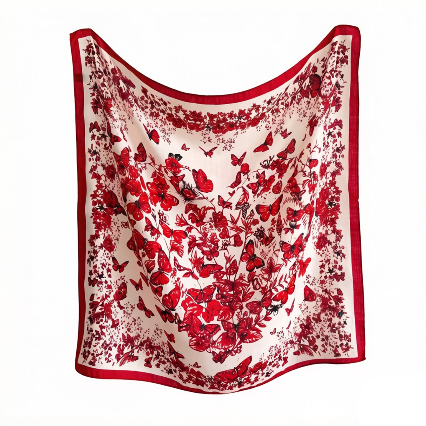35 Inch Butterfly Floral Square Scarf Lightweight Fashion Shawl Wrap Hair Scarf