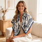 35 Inch Butterfly Floral Square Scarf Lightweight Fashion Shawl Wrap Hair Scarf