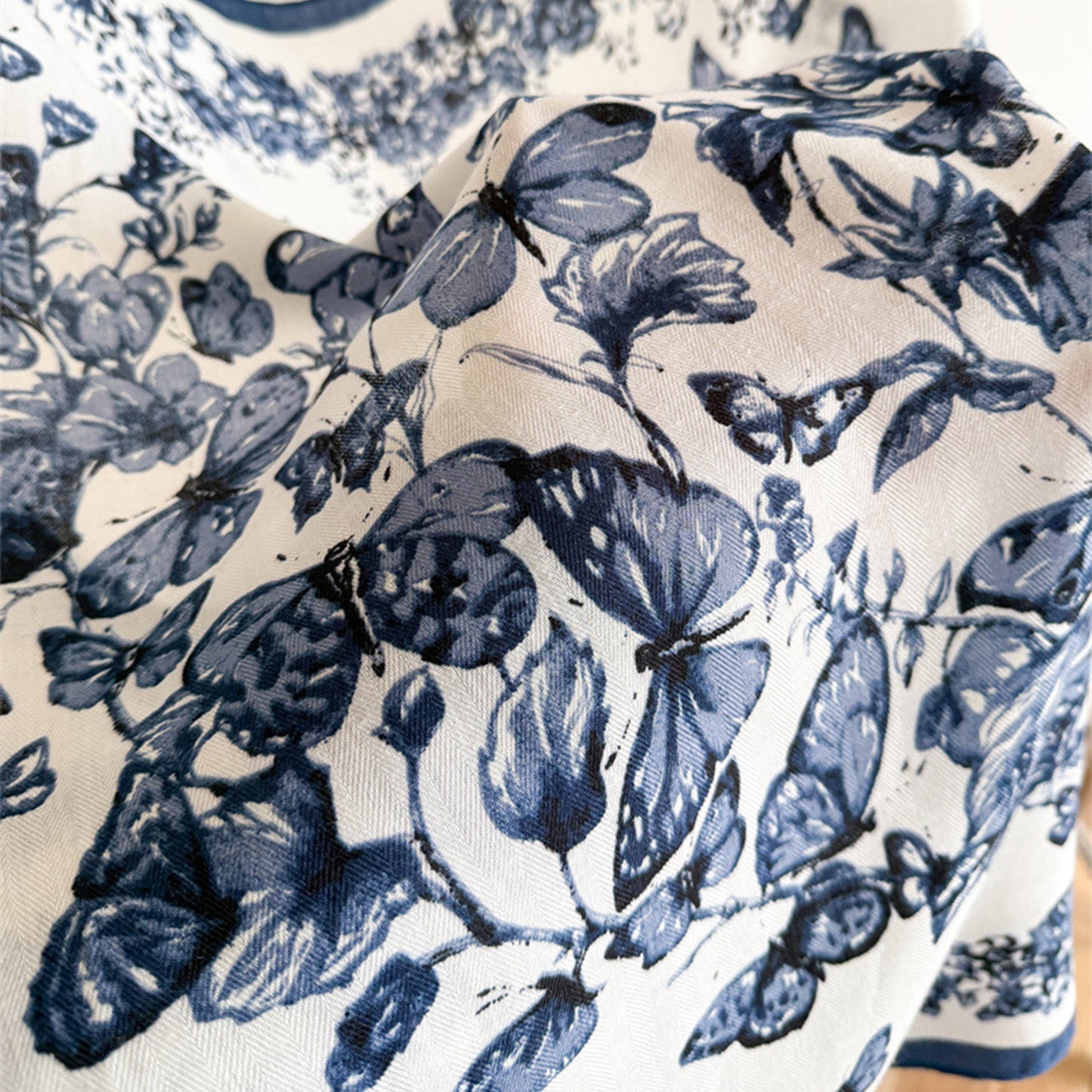 35 Inch Butterfly Floral Square Scarf Lightweight Fashion Shawl Wrap Hair Scarf