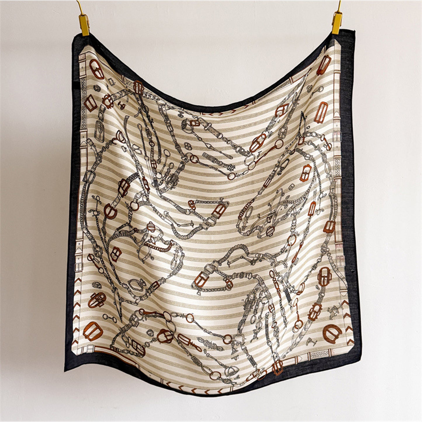 Large Equestrian Square Scarf 35 Inch Lightweight Fashion Neck Hair Shawl Wrap