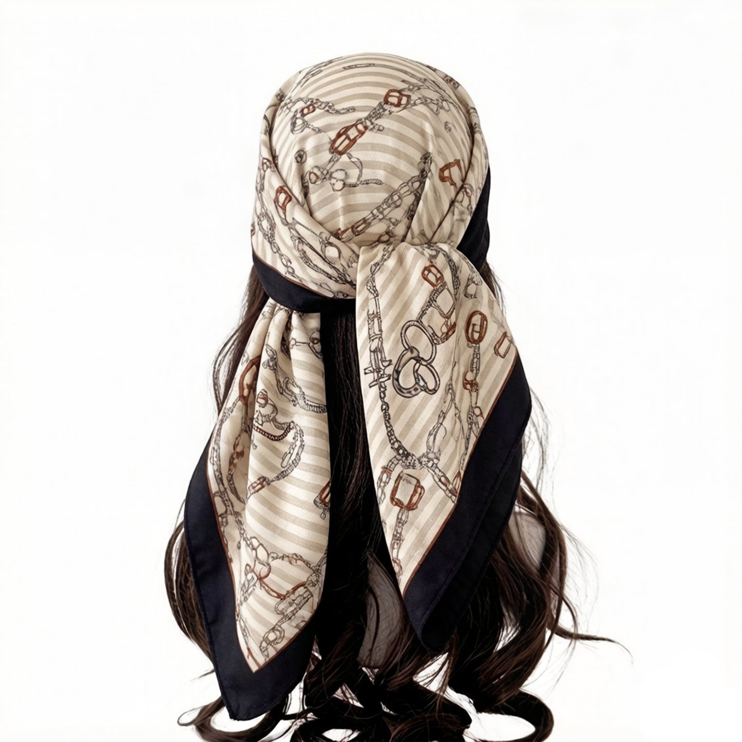 Large Equestrian Square Scarf 35 Inch Lightweight Fashion Neck Hair Shawl Wrap