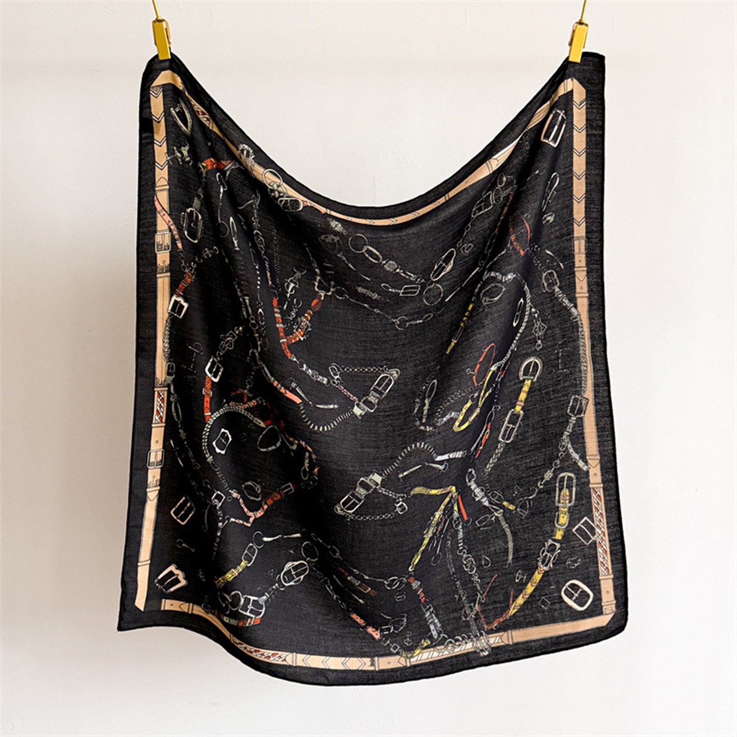 Large Equestrian Square Scarf 35 Inch Lightweight Fashion Neck Hair Shawl Wrap