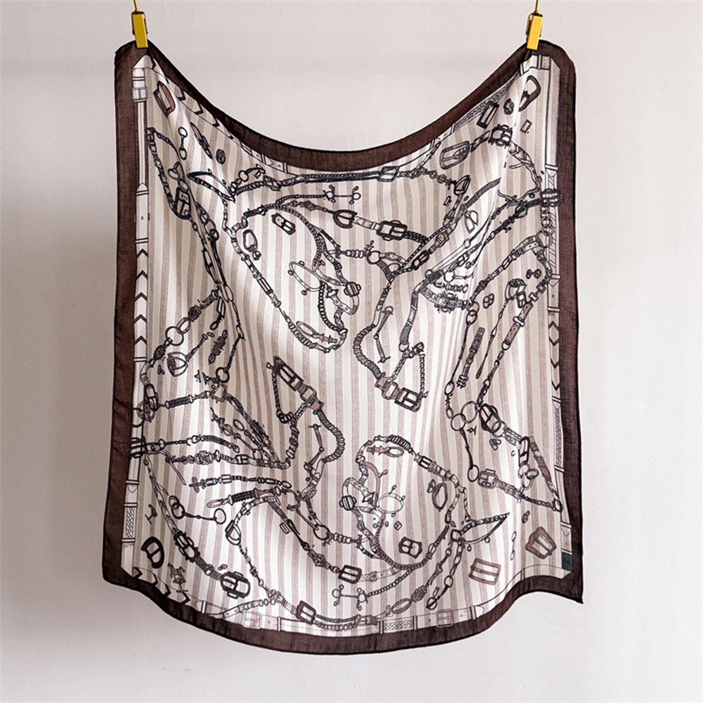 Large Equestrian Square Scarf 35 Inch Lightweight Fashion Neck Hair Shawl Wrap
