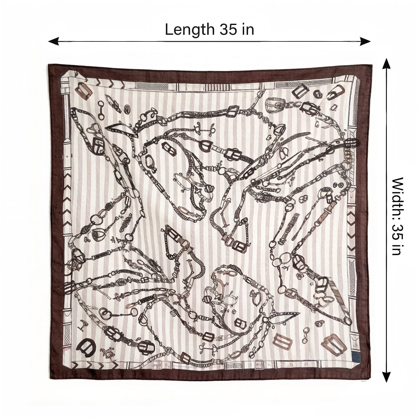Large Equestrian Square Scarf 35 Inch Lightweight Fashion Neck Hair Shawl Wrap