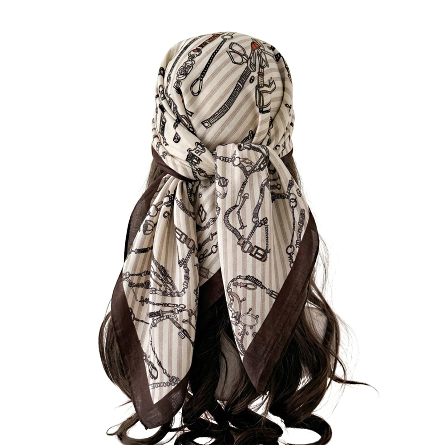 Large Equestrian Square Scarf 35 Inch Lightweight Fashion Neck Hair Shawl Wrap