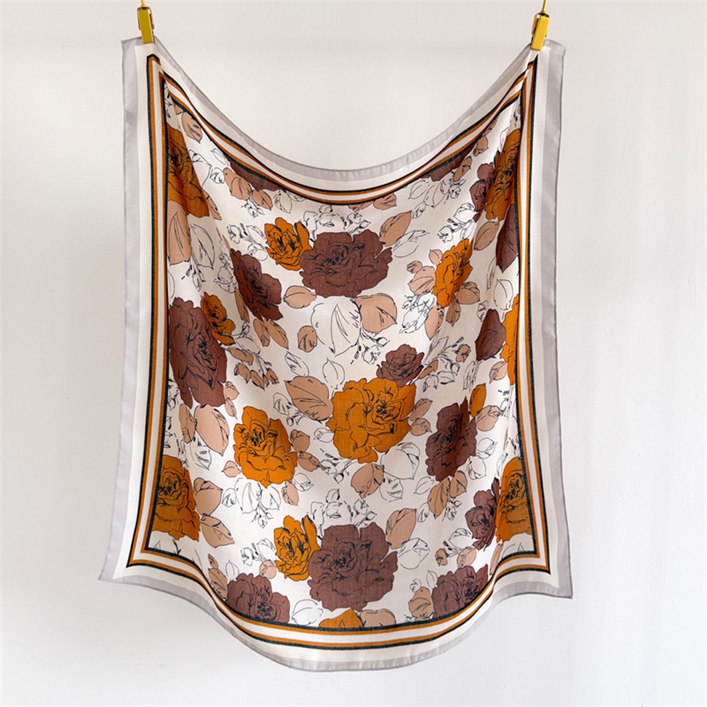 Large Floral Square Scarf 35 Inch Lightweight Fashion Head Neck Shawl Wrap