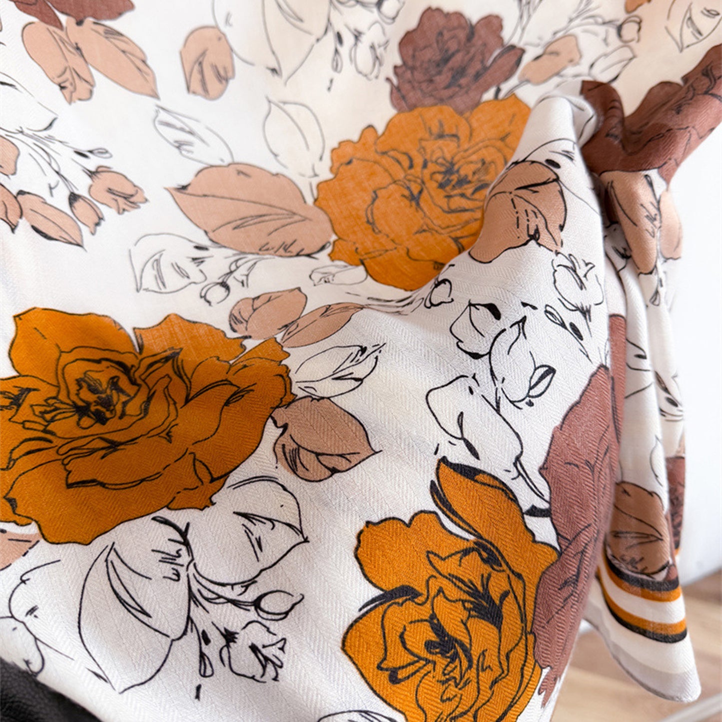 Large Floral Square Scarf 35 Inch Lightweight Fashion Head Neck Shawl Wrap