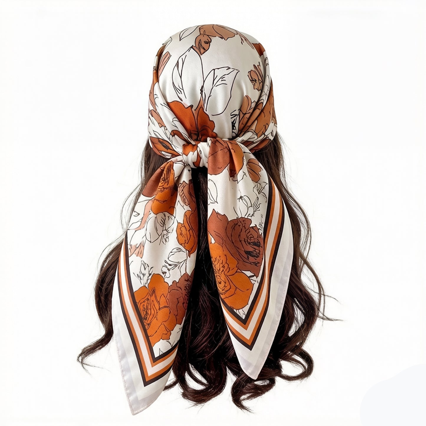 Large Floral Square Scarf 35 Inch Lightweight Fashion Head Neck Shawl Wrap