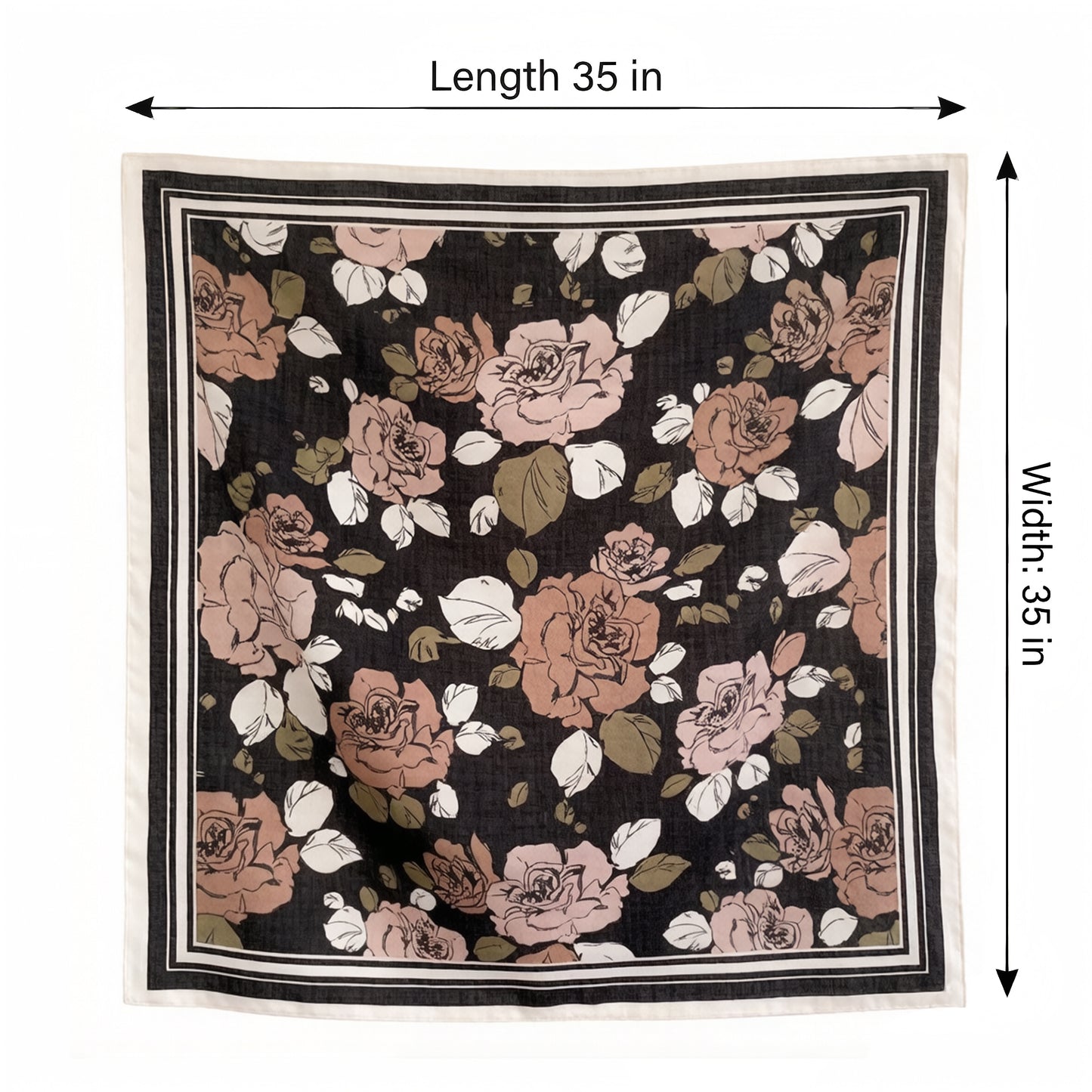Large Floral Square Scarf 35 Inch Lightweight Fashion Head Neck Shawl Wrap