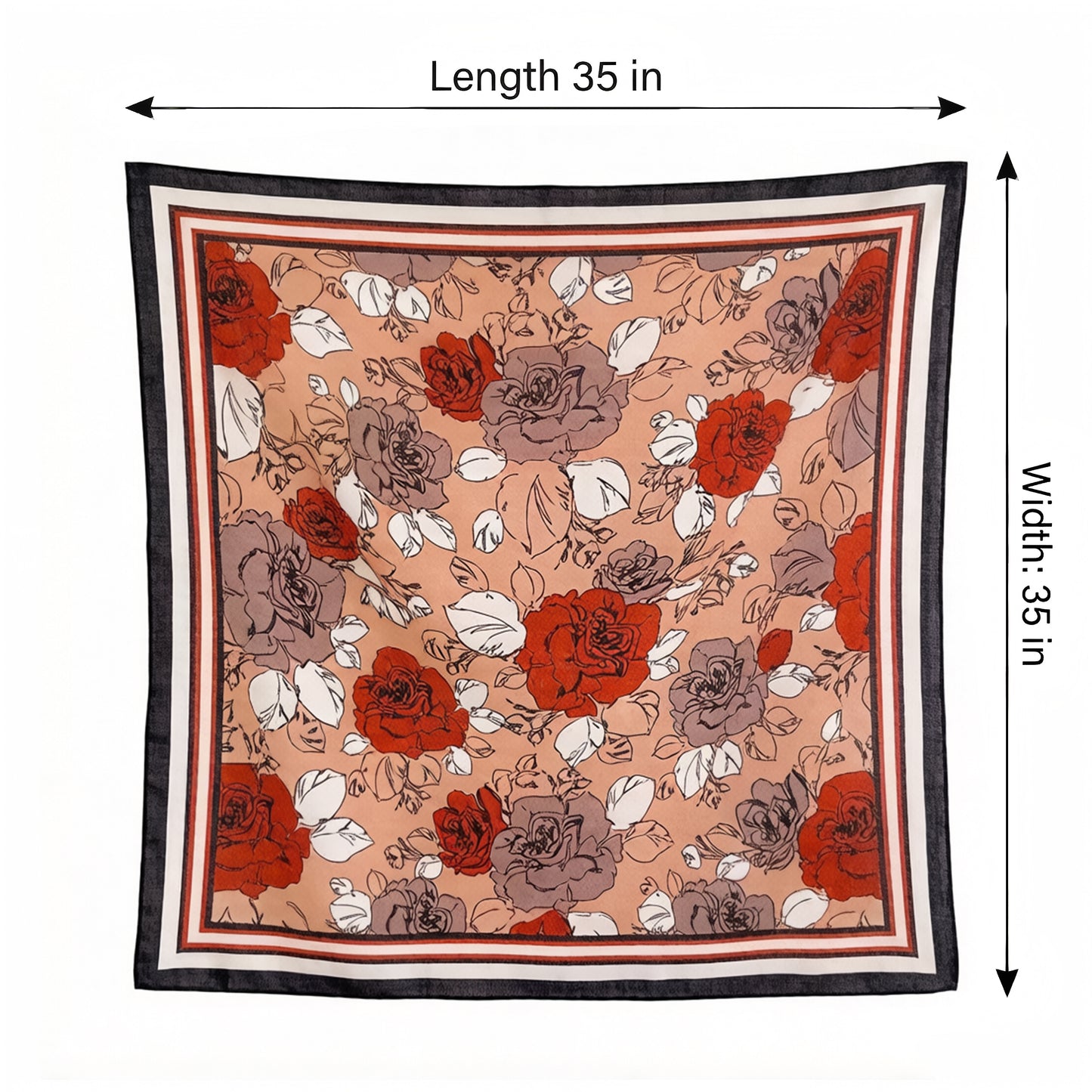 Large Floral Square Scarf 35 Inch Lightweight Fashion Head Neck Shawl Wrap