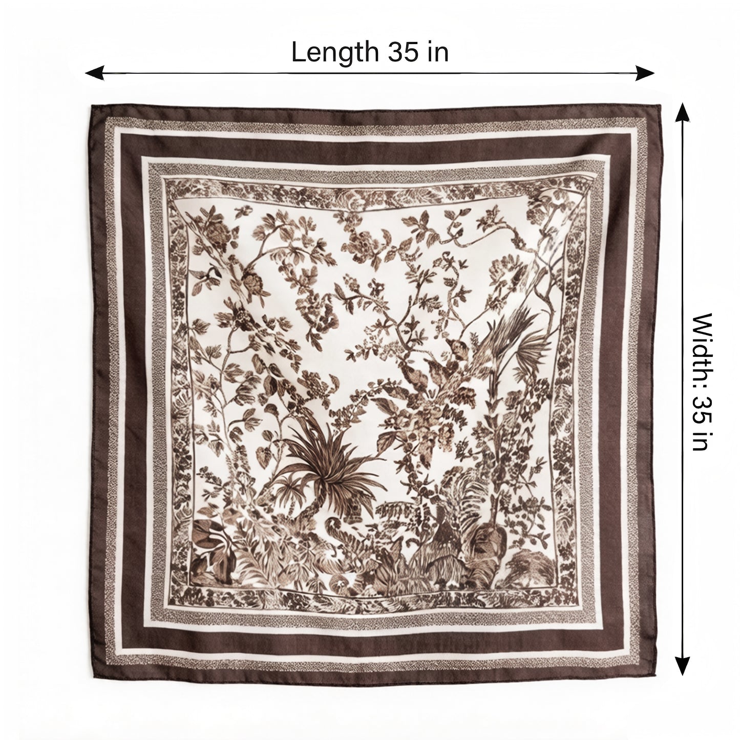 Large Botanical Square Scarf 35 Inch Lightweight Fashion Neck Hair Shawl Wrap