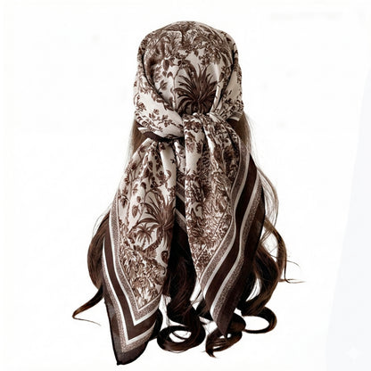 Large Botanical Square Scarf 35 Inch Lightweight Fashion Neck Hair Shawl Wrap
