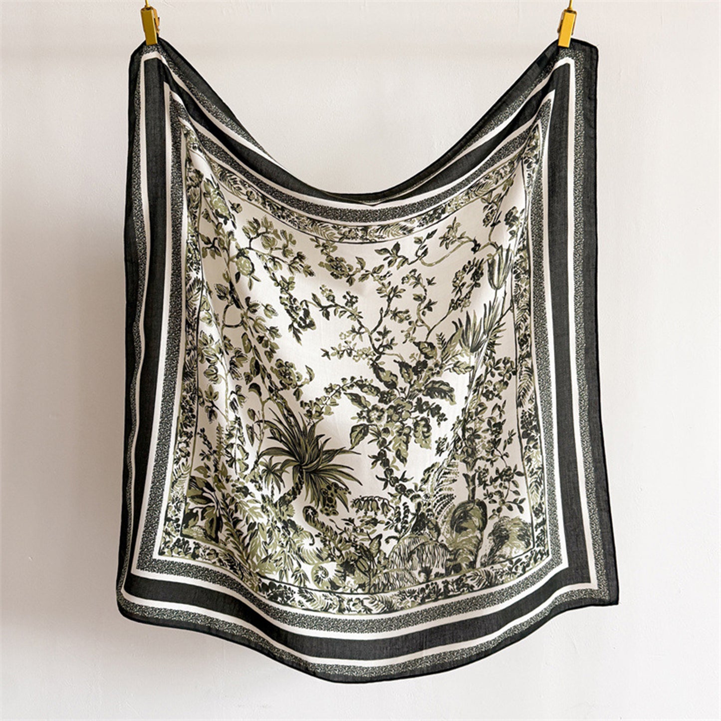 Large Botanical Square Scarf 35 Inch Lightweight Fashion Neck Hair Shawl Wrap