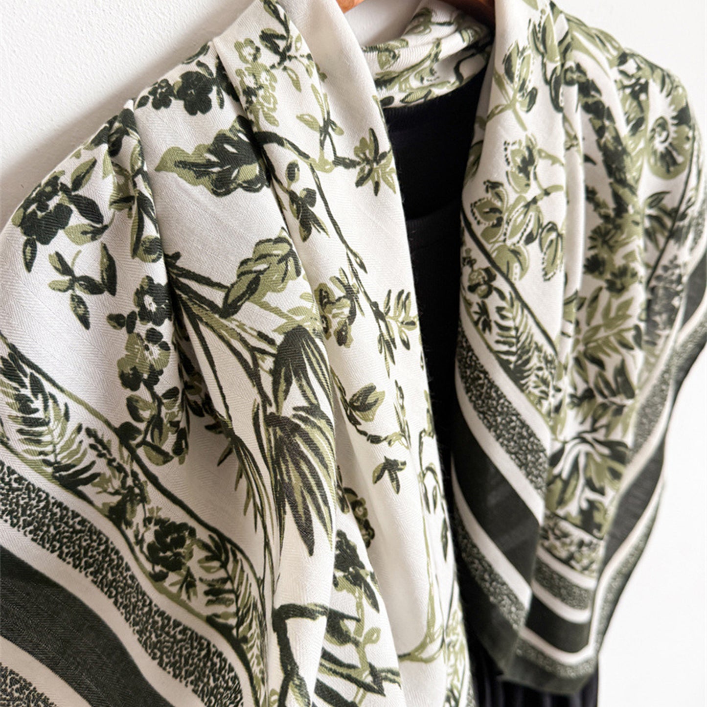 Large Botanical Square Scarf 35 Inch Lightweight Fashion Neck Hair Shawl Wrap