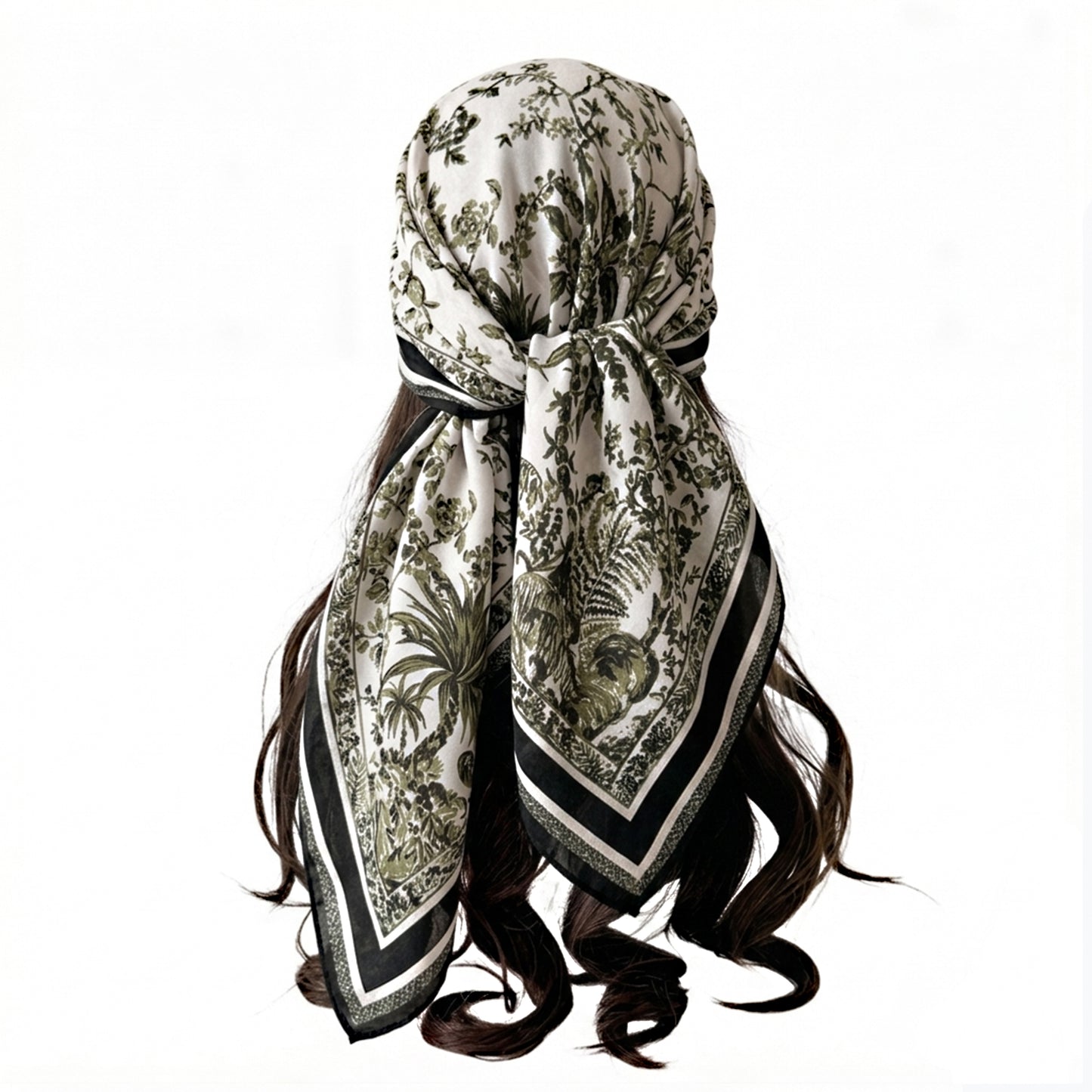 Large Botanical Square Scarf 35 Inch Lightweight Fashion Neck Hair Shawl Wrap