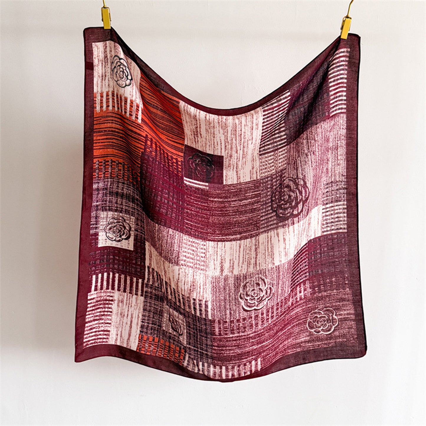 Large Abstract Square Scarf 35 Inch Lightweight Fashion Neck Hair Shawl Wrap