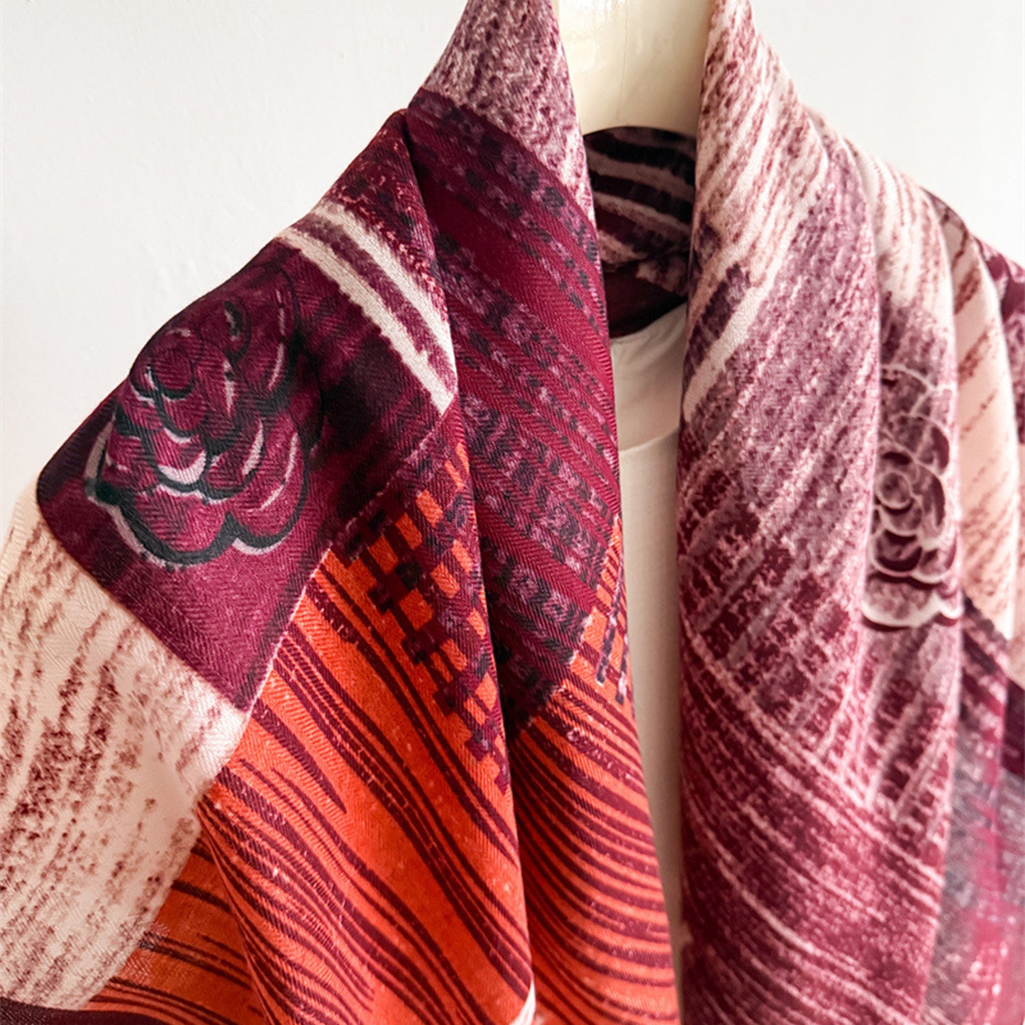 Large Abstract Square Scarf 35 Inch Lightweight Fashion Neck Hair Shawl Wrap