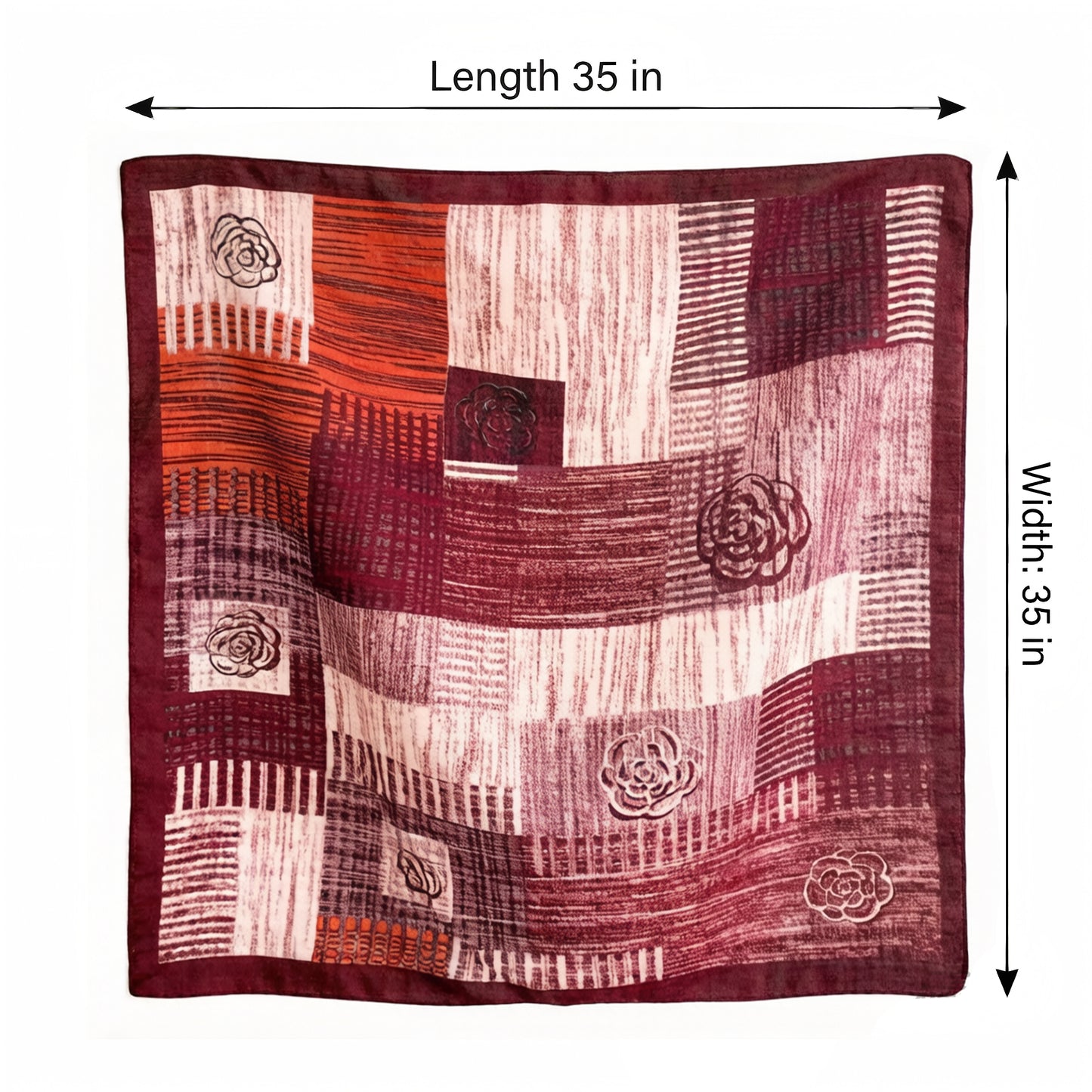 Large Abstract Square Scarf 35 Inch Lightweight Fashion Neck Hair Shawl Wrap