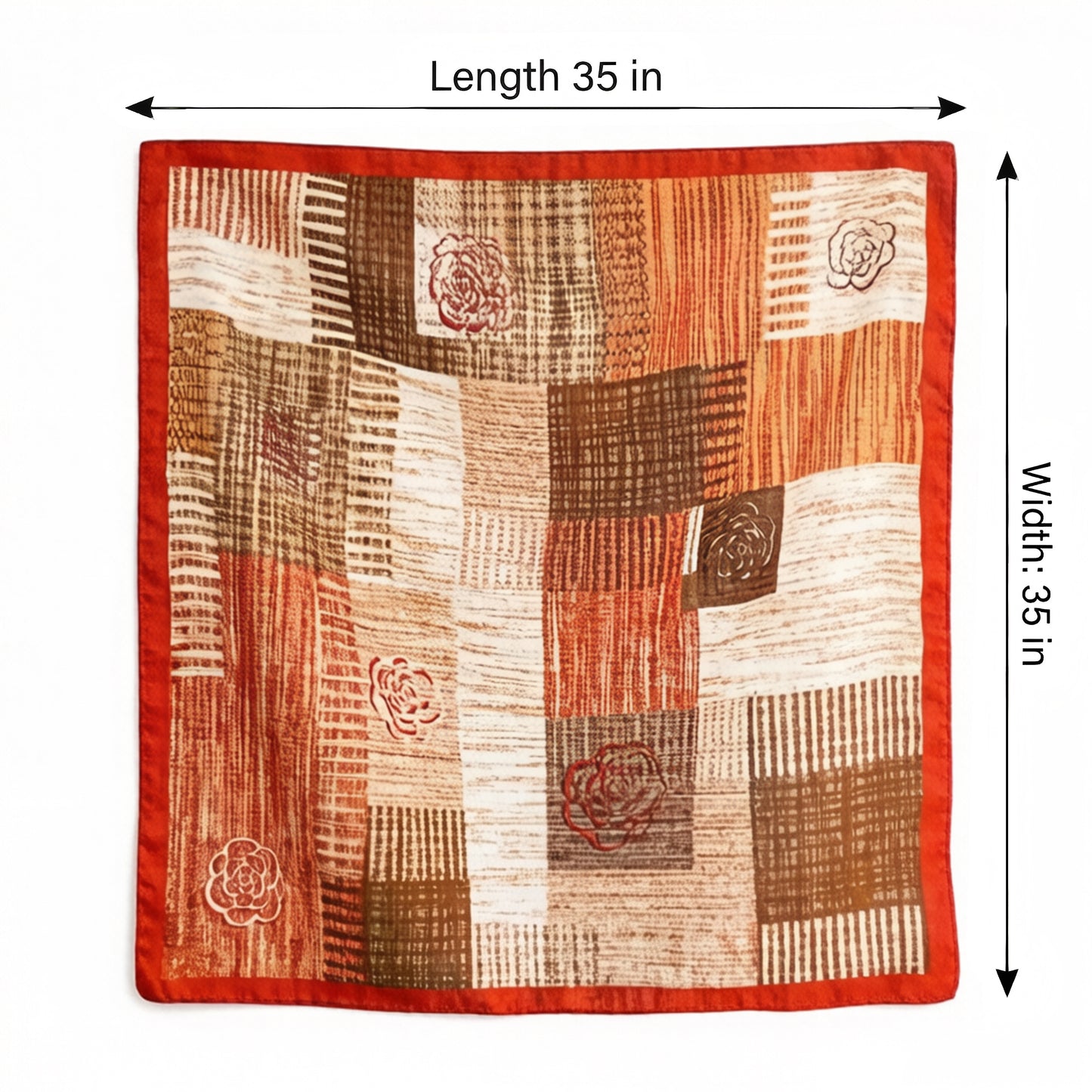 Large Abstract Square Scarf 35 Inch Lightweight Fashion Neck Hair Shawl Wrap