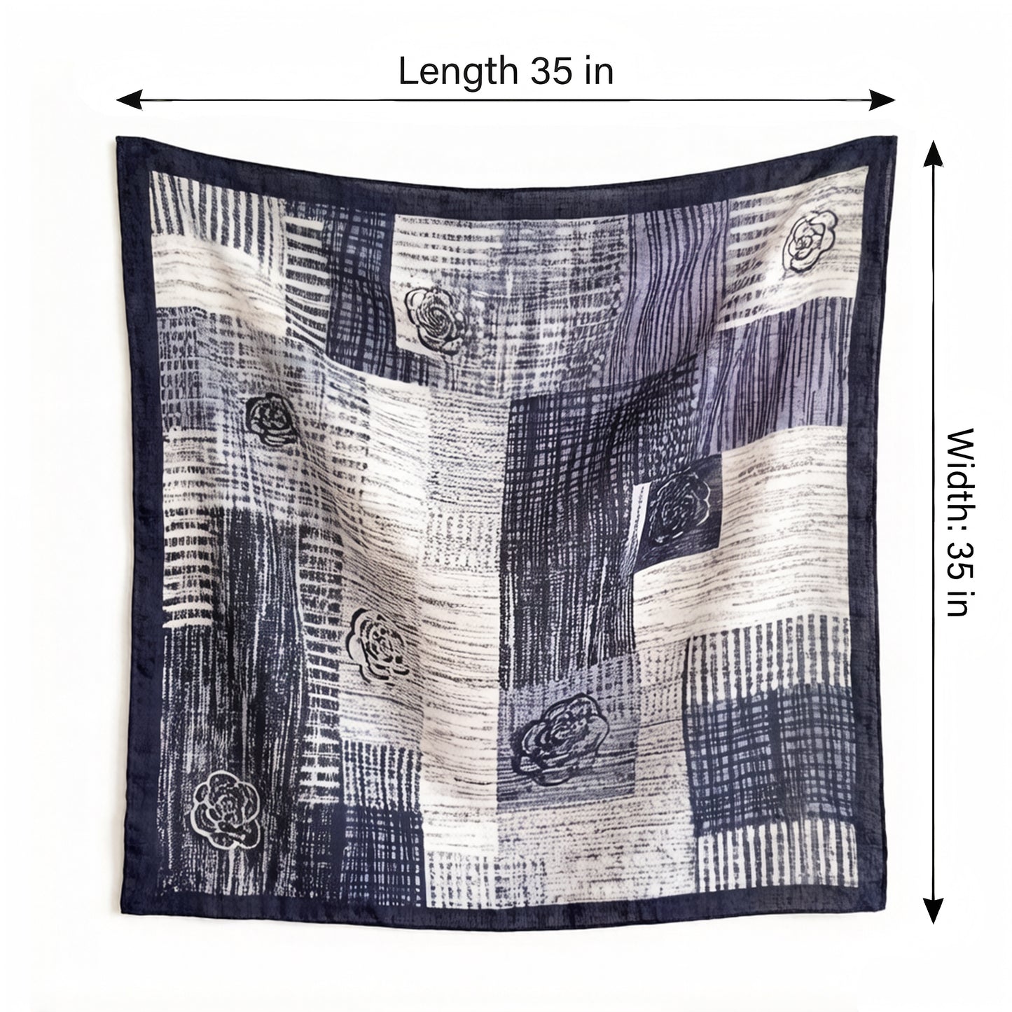 Large Abstract Square Scarf 35 Inch Lightweight Fashion Neck Hair Shawl Wrap