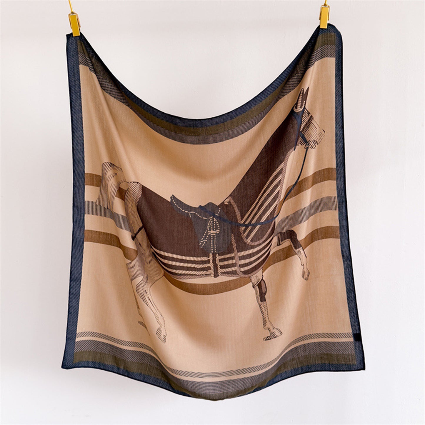 Horse Print Large Square Scarf Lightweight Neck Hair Shawl Wrap 35 x 35 Inch