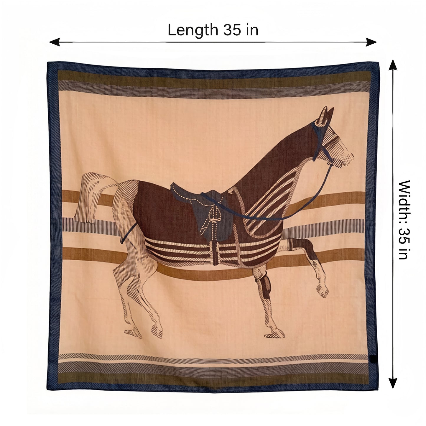 Horse Print Large Square Scarf Lightweight Neck Hair Shawl Wrap 35 x 35 Inch