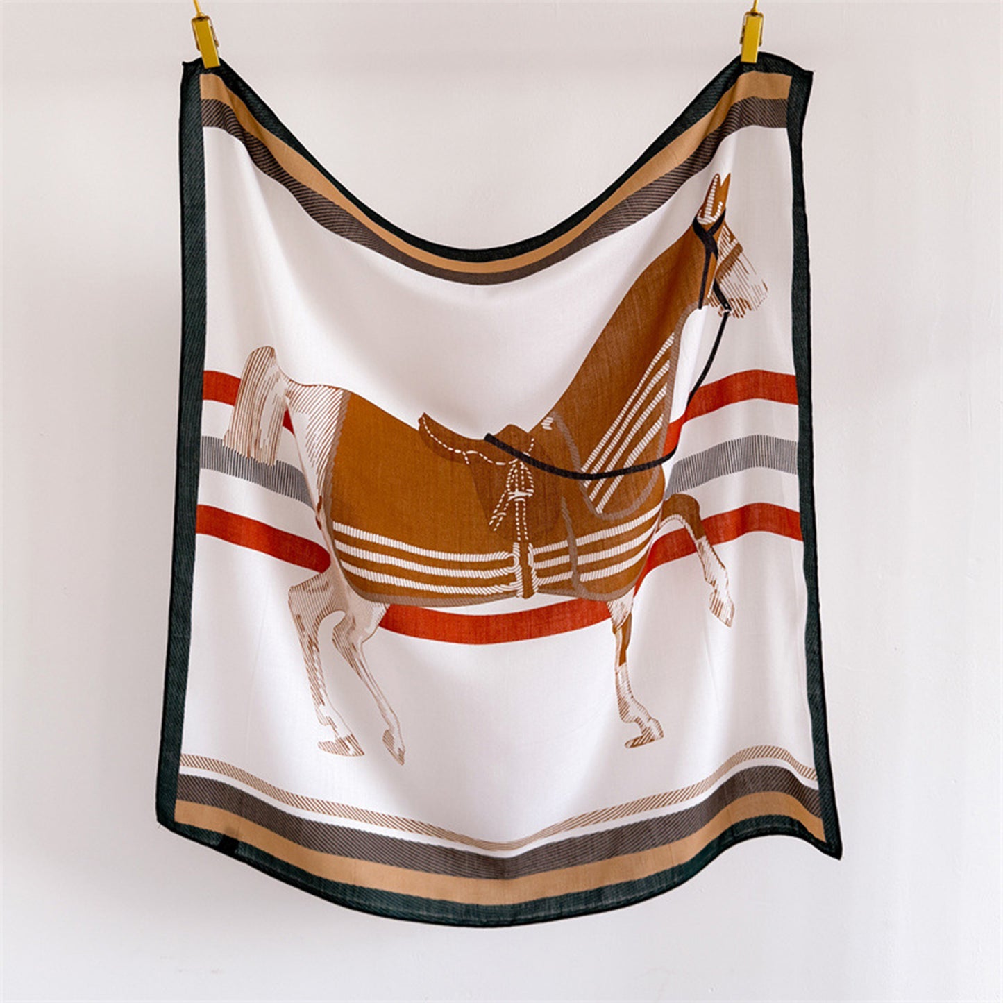Horse Print Large Square Scarf Lightweight Neck Hair Shawl Wrap 35 x 35 Inch
