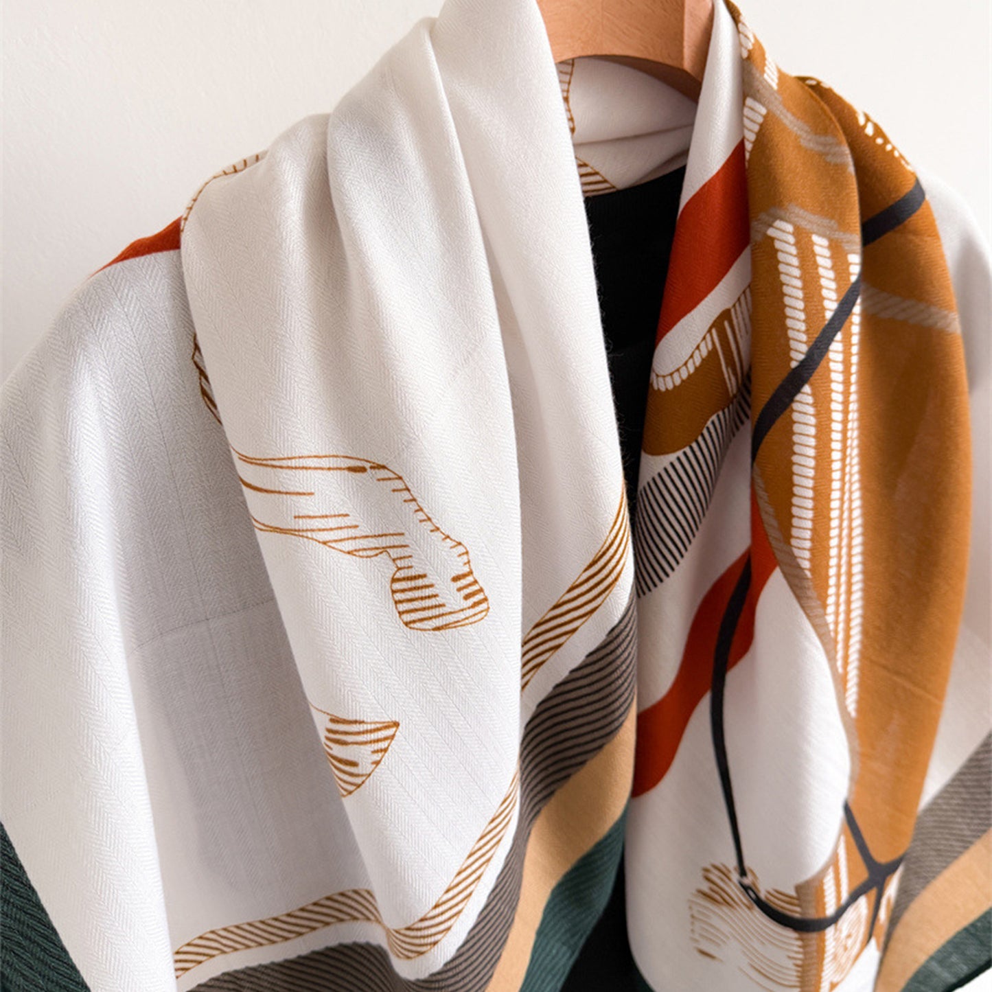 Horse Print Large Square Scarf Lightweight Neck Hair Shawl Wrap 35 x 35 Inch